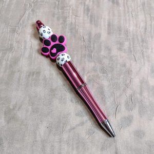 Handcrafted Pink Paw Print Ballpoint Pen
